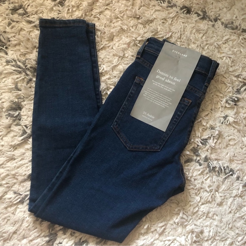 Everlane Mid Rise Skinny Ankle Jeans 
size 23 Blue Japanese denim
